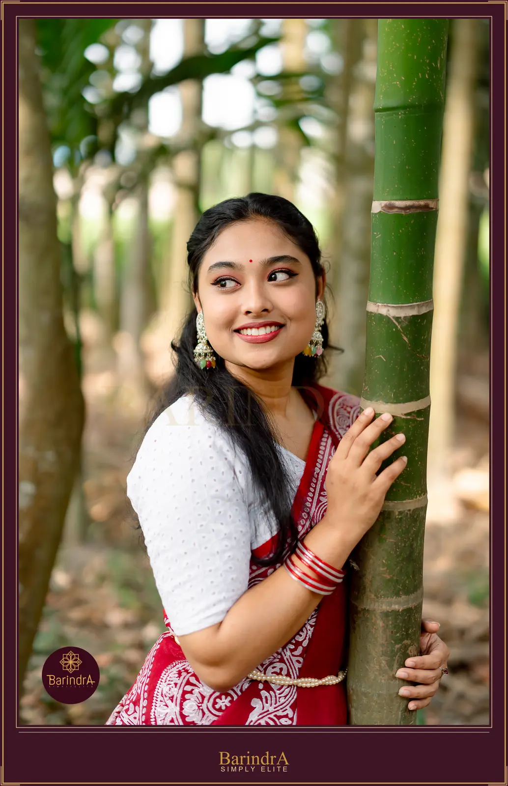 Chandralota red and white block print saree